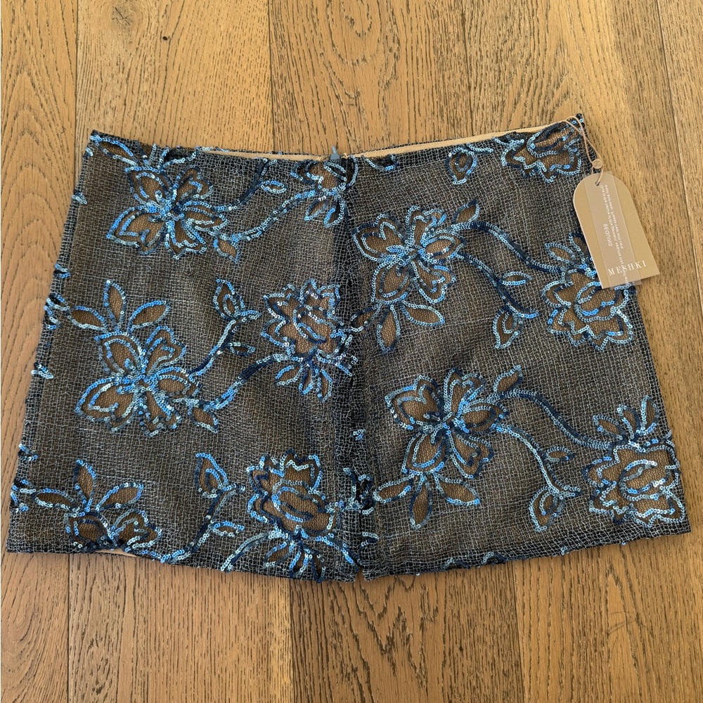 Meshki Jessica Blue Sequin Side-Split Mini Skirt • XXL • Never worn with tags